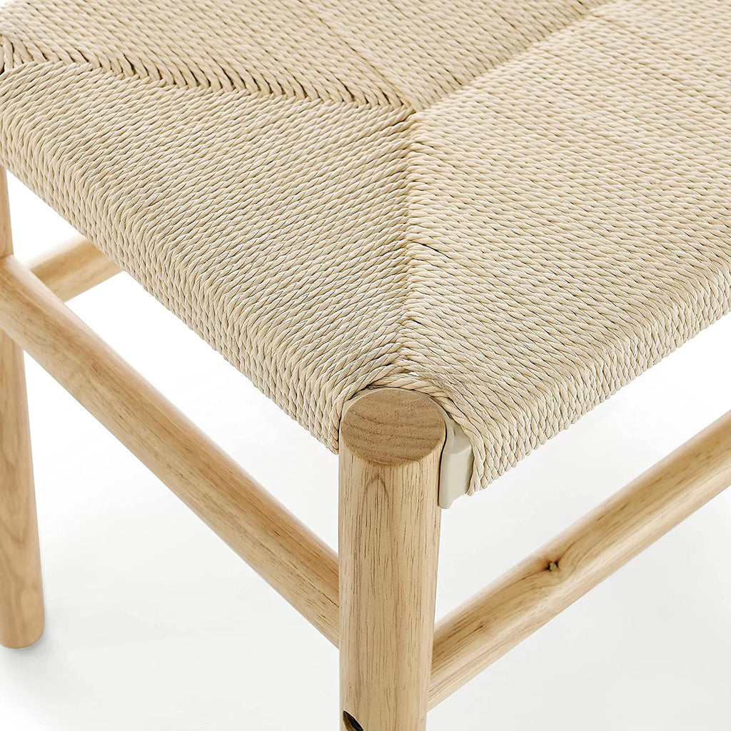 Wood Entryway Bench with Weave Rope Top R120703