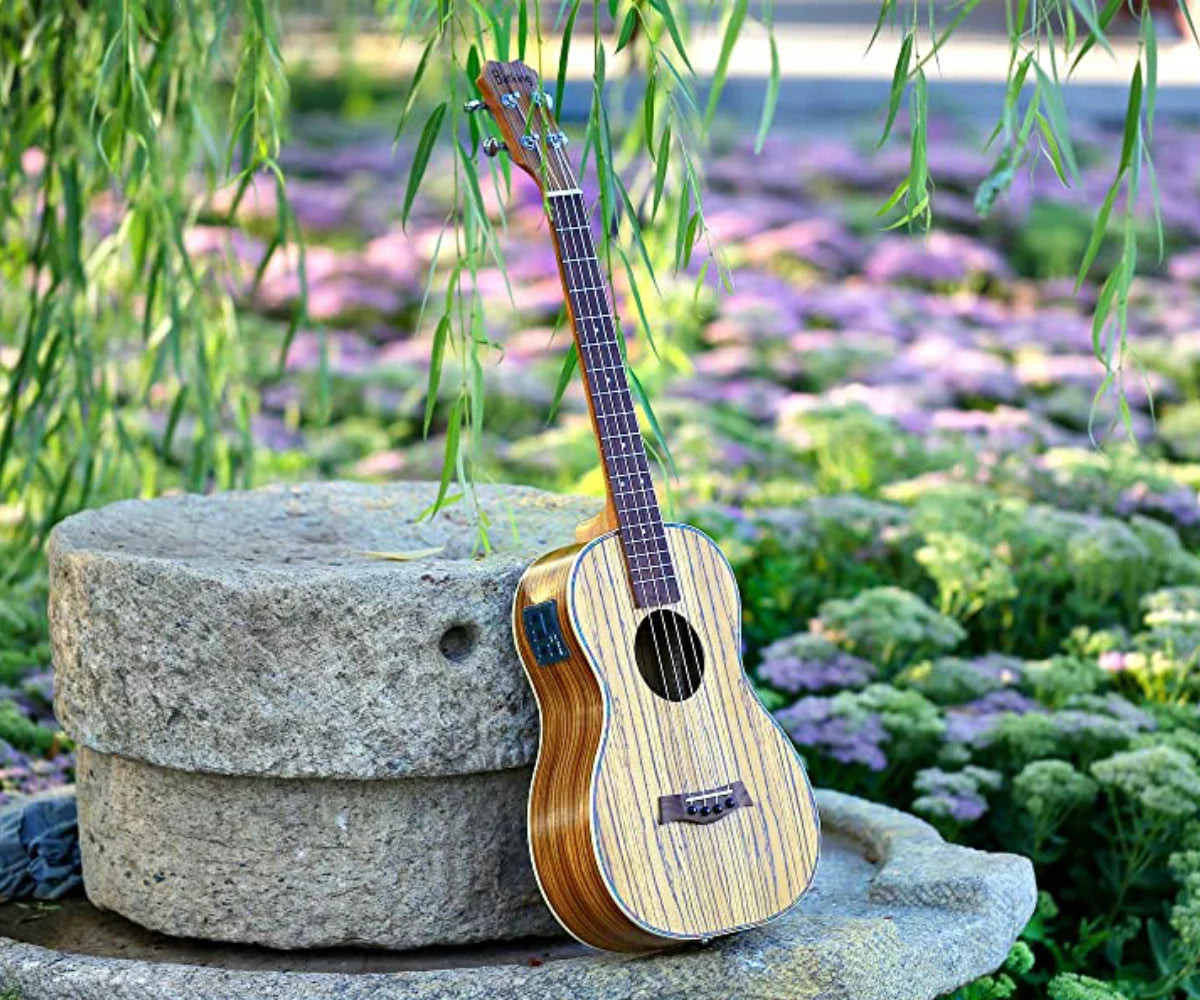 30 inch Zebra Acoustic Electric Baritone Ukulele S211