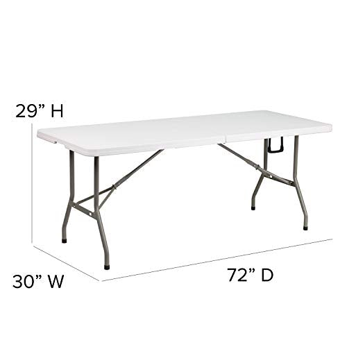 6' White Rectangular Plastic Folding Table J790