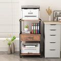 3-Tier Printer Stand with Drawers Record Player Stand End Table Storage Cabinet Printer Rack with Wheels Rolling Filing Cabinet Printer Cart P175212