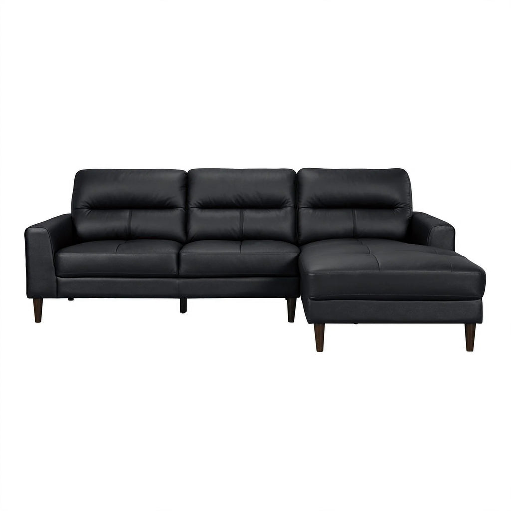Black 2-Piece Leather Match Sectional with Right Chaise O9487