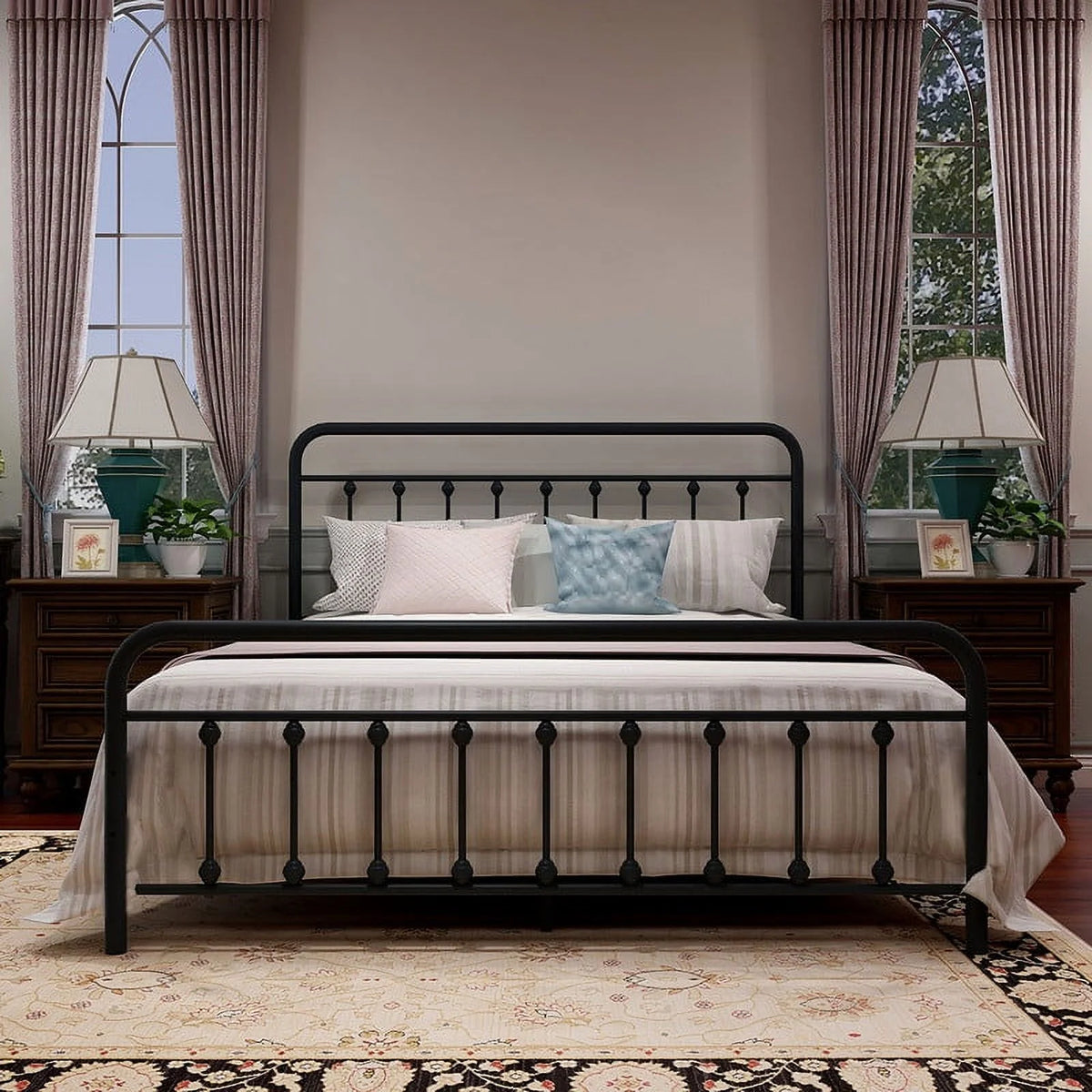 Vintage Queen Metal Platform Bed Frame X529562