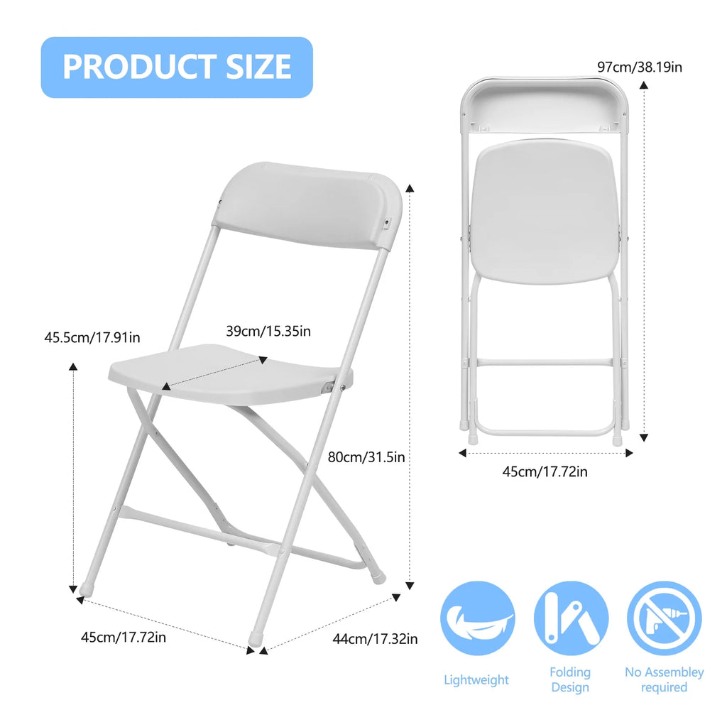 6 Pack White Plastic Folding Chairs 350lb Capacity Stackable R603249