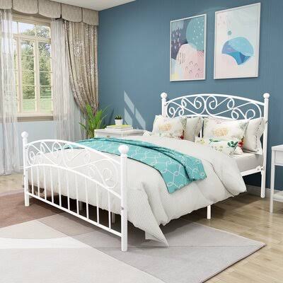 Queen White Steel Bed Frame T215690