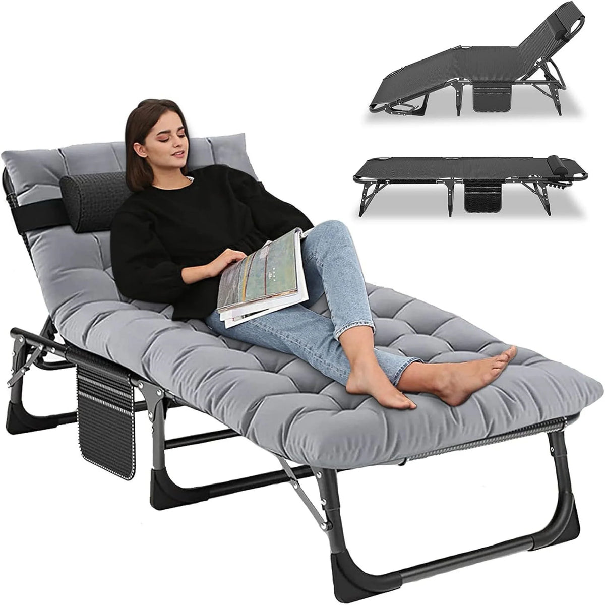 Portable Folding Lounge Chair with Pillow F4294