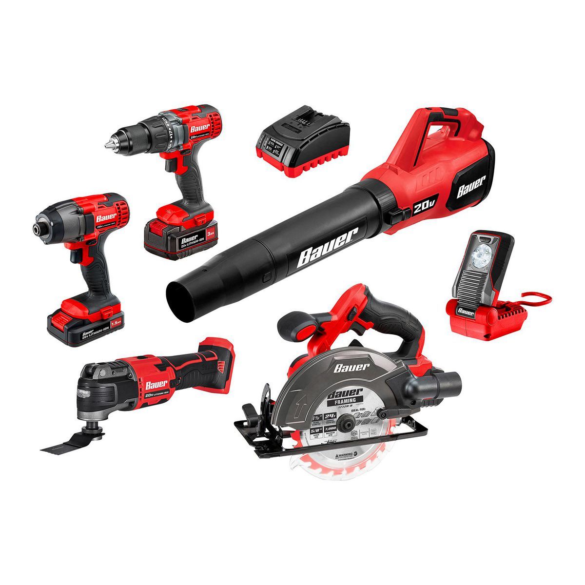 20V Cordless 6-Tool Combo Kit with 3 Ah Battery and 1.5 Ah Battery Z263