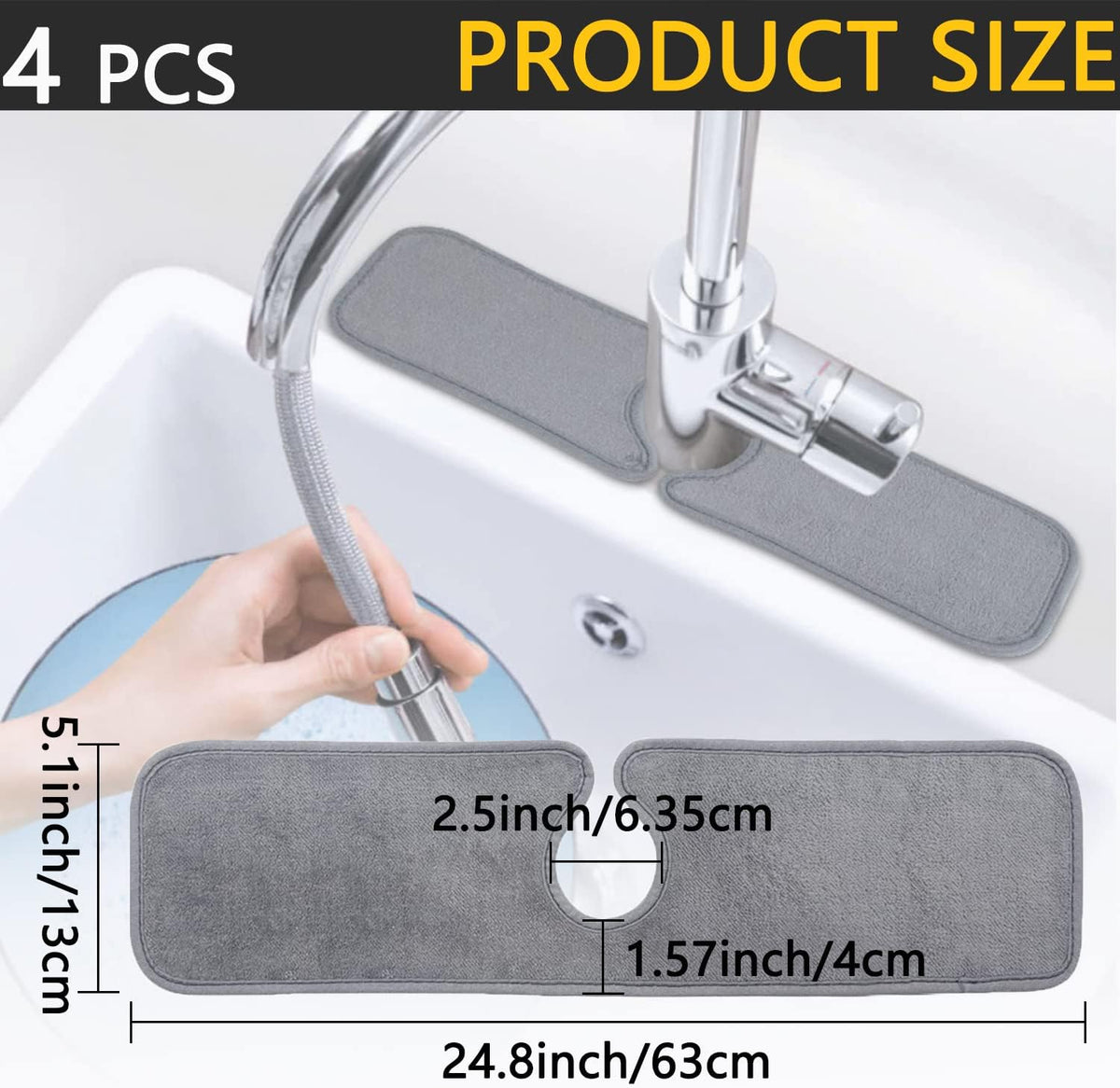 Absorbent Faucet Mat 24.8'' x 5.1'' 4 Pieces I93700