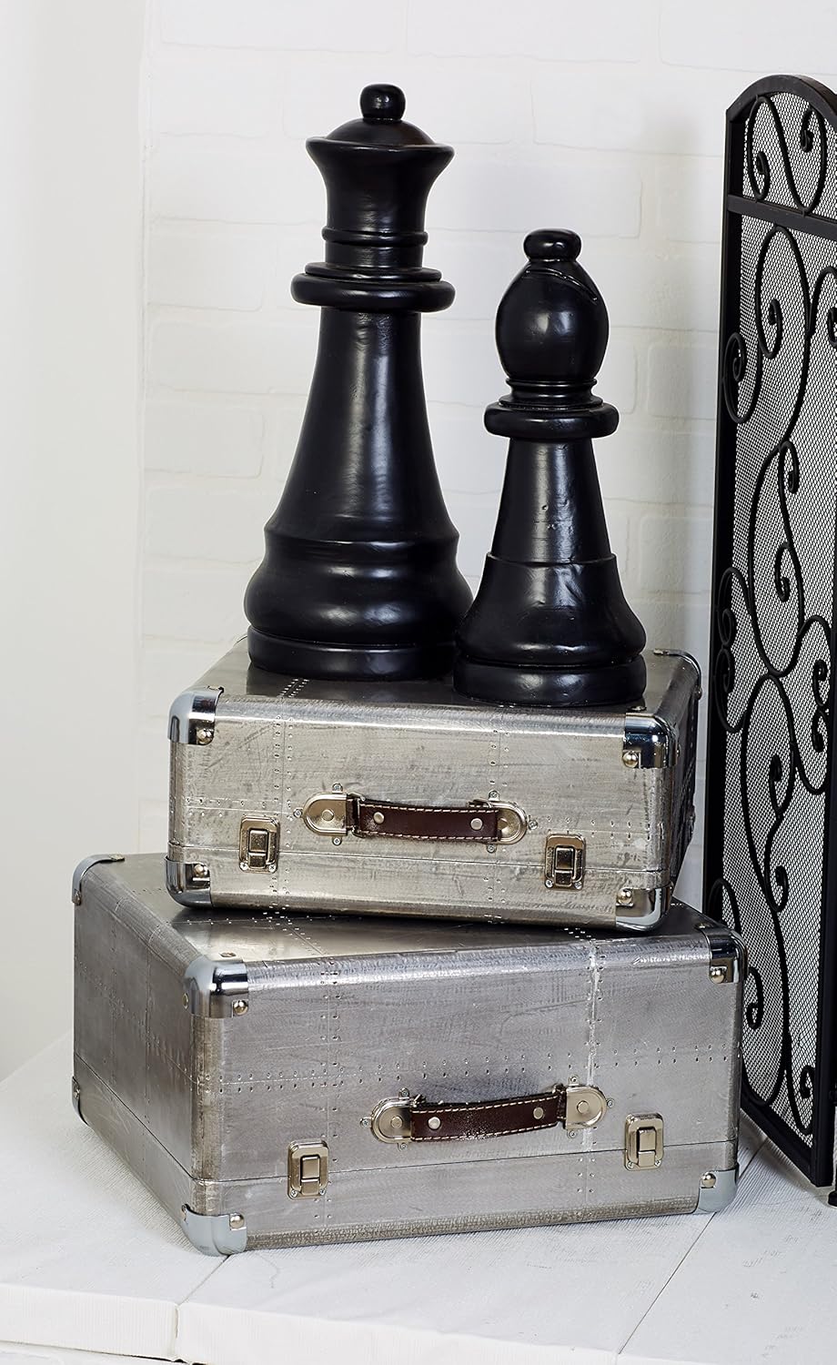 Set of 2 Wood Aluminium Case Y57447