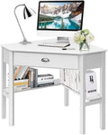 White Corner Desk with Drawer Shelves X420919