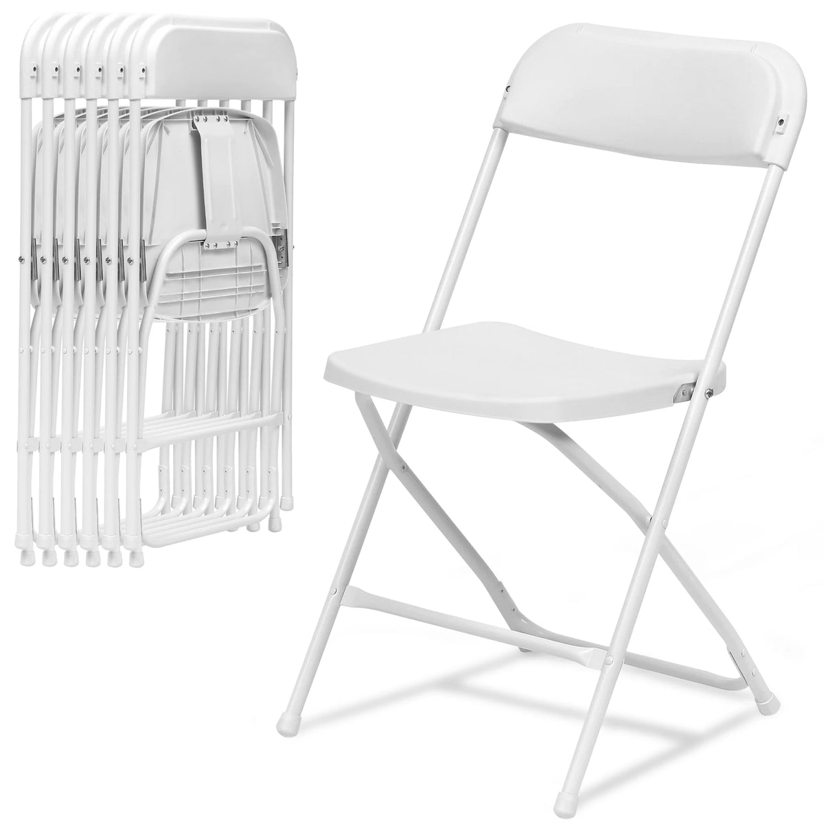 6 Pack White Plastic Folding Chairs 350lb Capacity Stackable R603249
