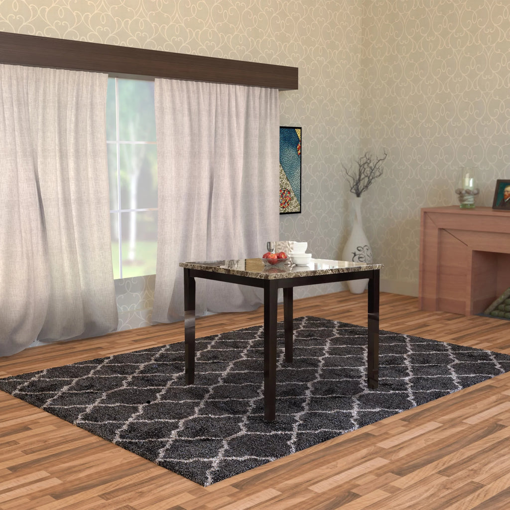 Wooden High Table Faux Marble Top Brown A690865
