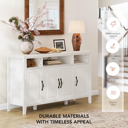 Oak and White Buffet Cabinet with Storage Q950724