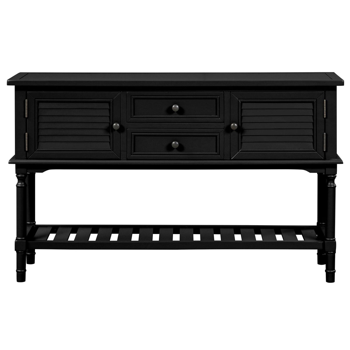 Black Light Green Pine Console Table with 2 Drawer and Cabinet and Shelf C363