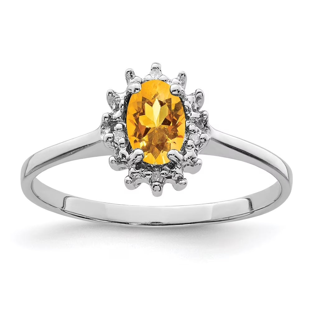 925 Sterling Silver Oval Cut Citrine Ring Size 7 R9767
