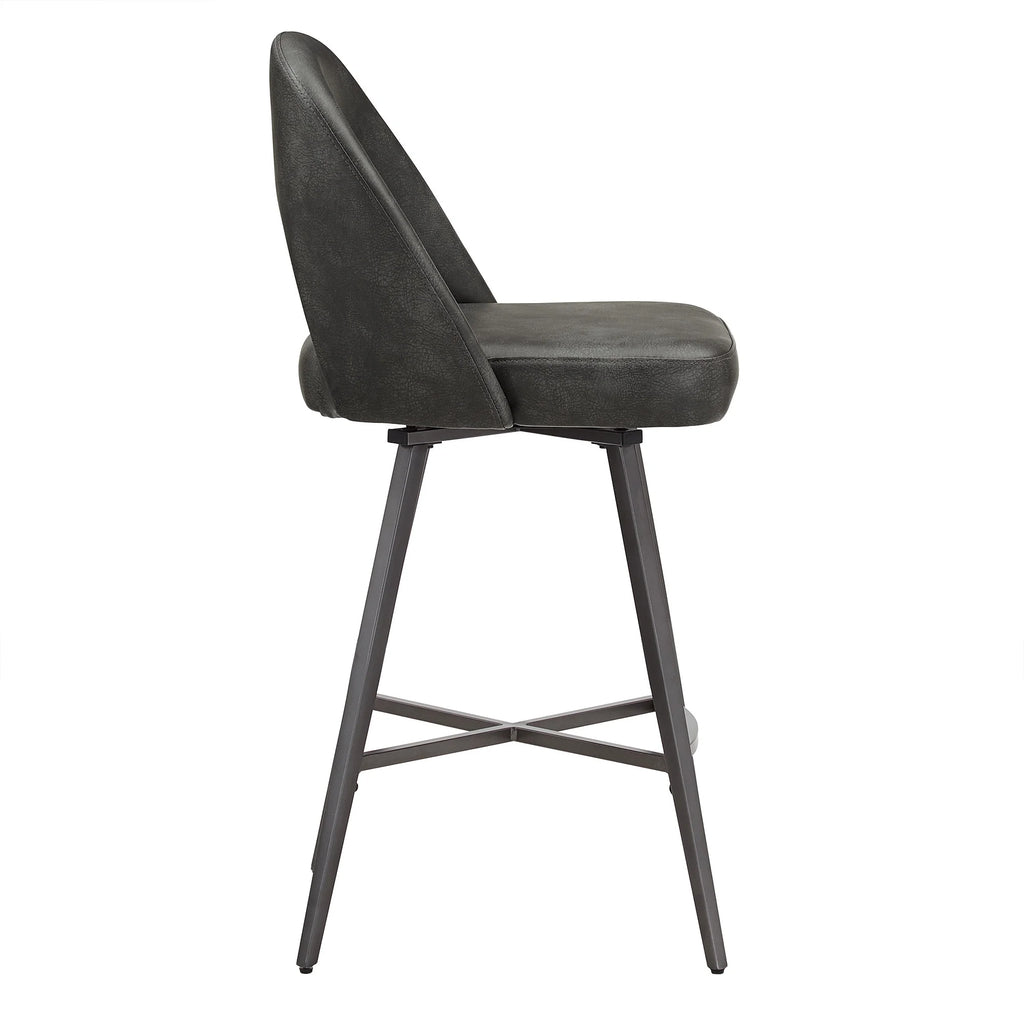 24" Metal Swivel Counter Stools, Set of 2, Dark Grey W2916