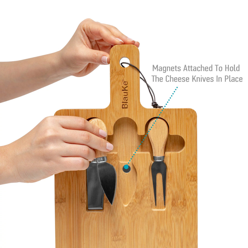 Bamboo Cheese Board and Knife Set 12x8 inch M775