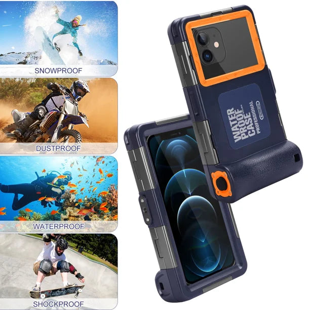 Waterproof Protective Case for Phones Up to 6.9 Inch with Lanyard I313
