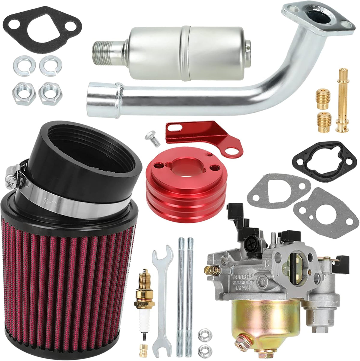 Upgrade Carburetor Air Filter Adapter Exhaust Pipe Muffler Jet Stage 2 Kit for Non-Hemi Predator 212cc 196cc 6.5Hp Mini Bike Go Kart Performance Parts U9870