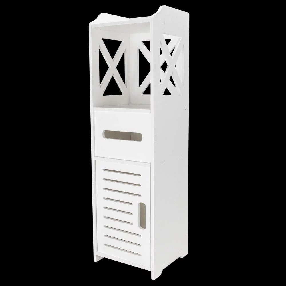 White Single Door 2-Tier Bathroom Floor Cabinet L93004
