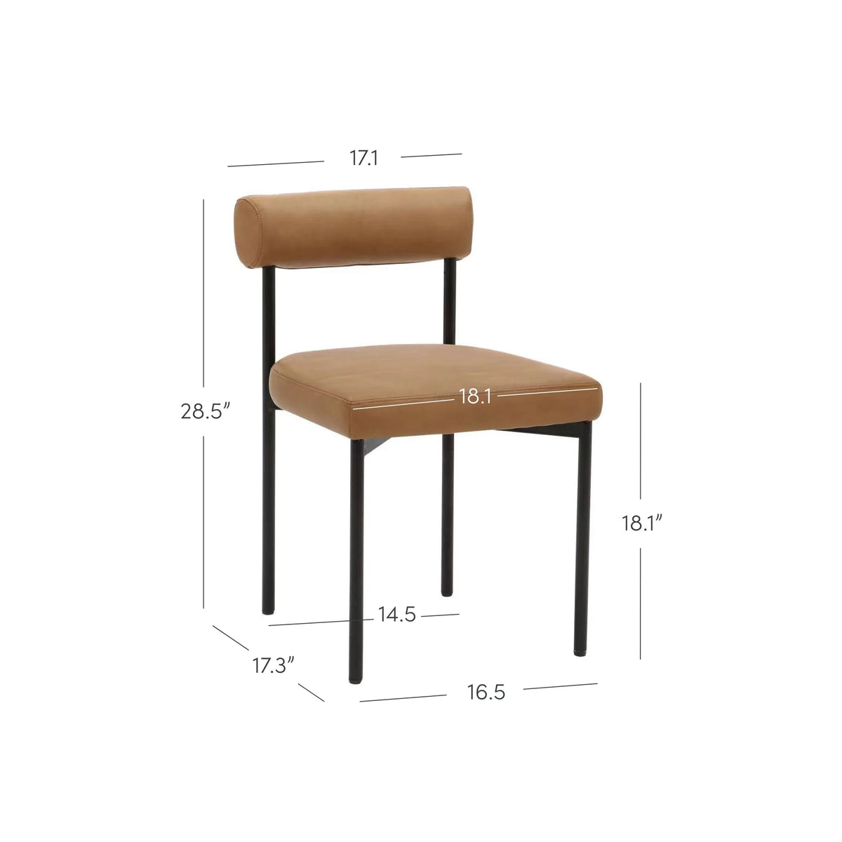Brown Vegan Leather Dining Chair with Metal Legs A624
