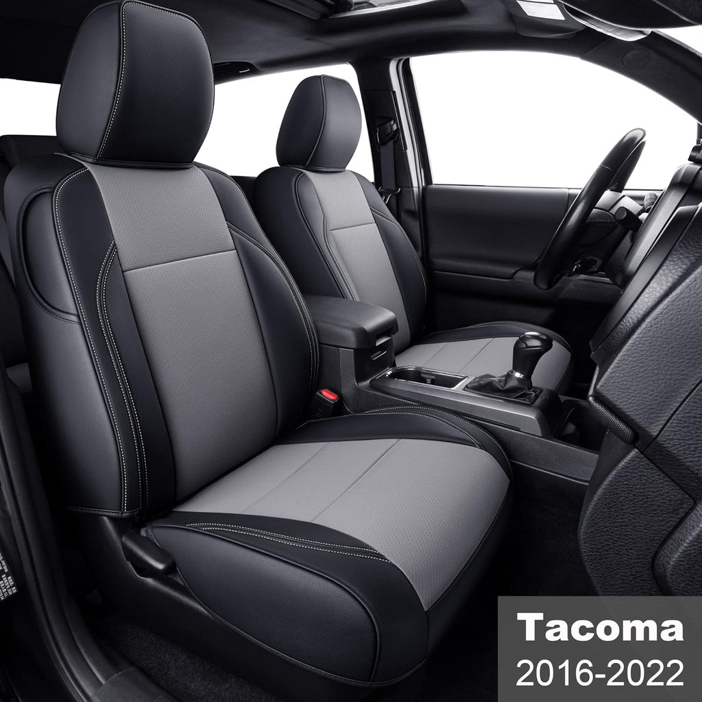 Black & Gray Faux Leather Seat Covers T384523