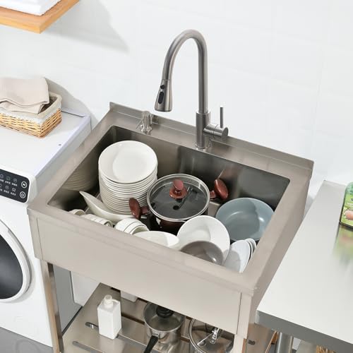 Free Standing Stainless Steel Utility Sink with Faucet G533