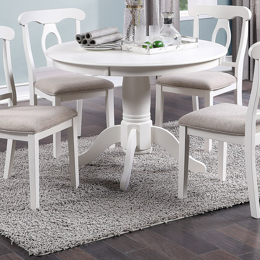 5pc Round Dining Table Set with 4 Cushion Chairs Rubberwood J329