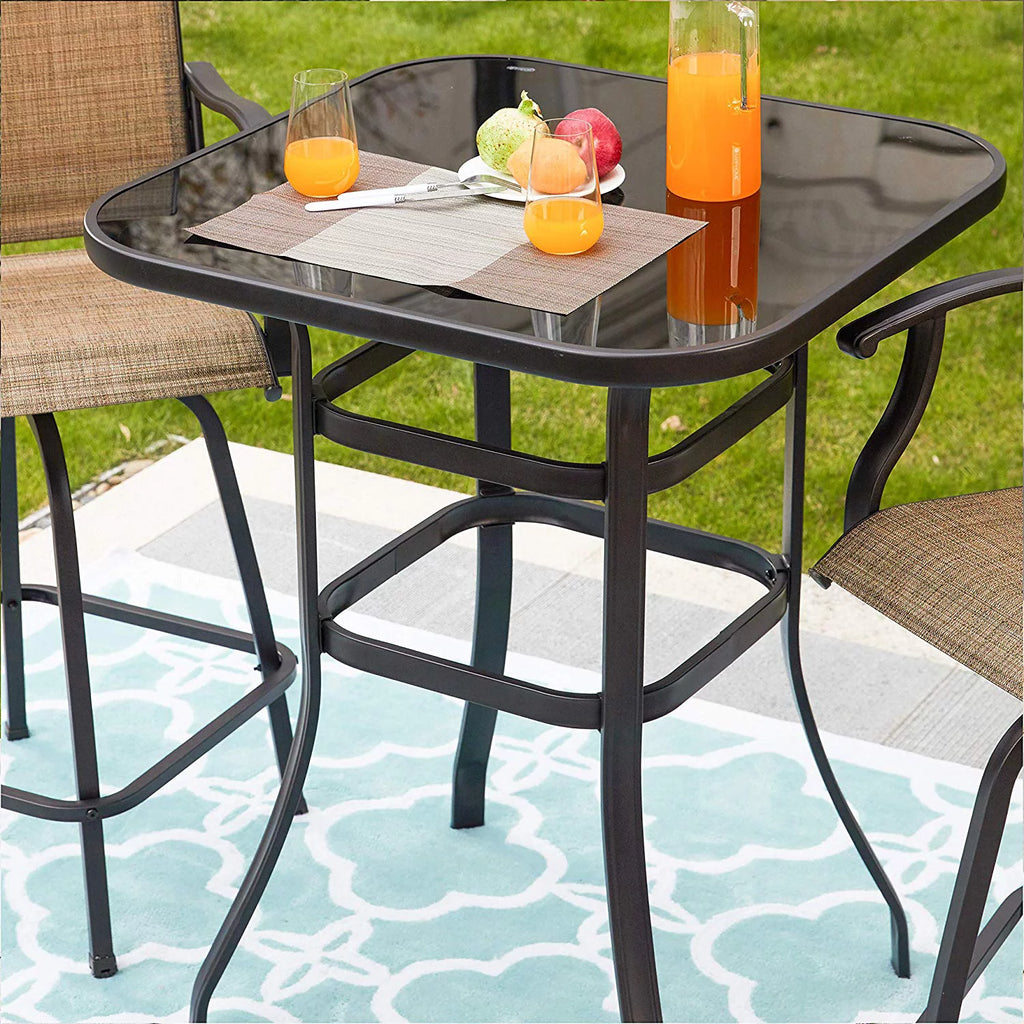 Square Glass 32" x 40" Dining Table Brown Y857