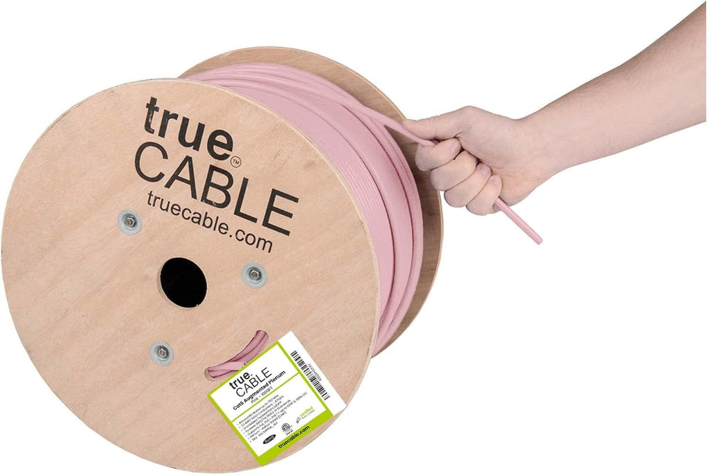 Cat6A Plenum (CMP) 1000ft Purple 23AWG 4 Pair Solid Bare Copper Bulk Ethernet Cable D9756