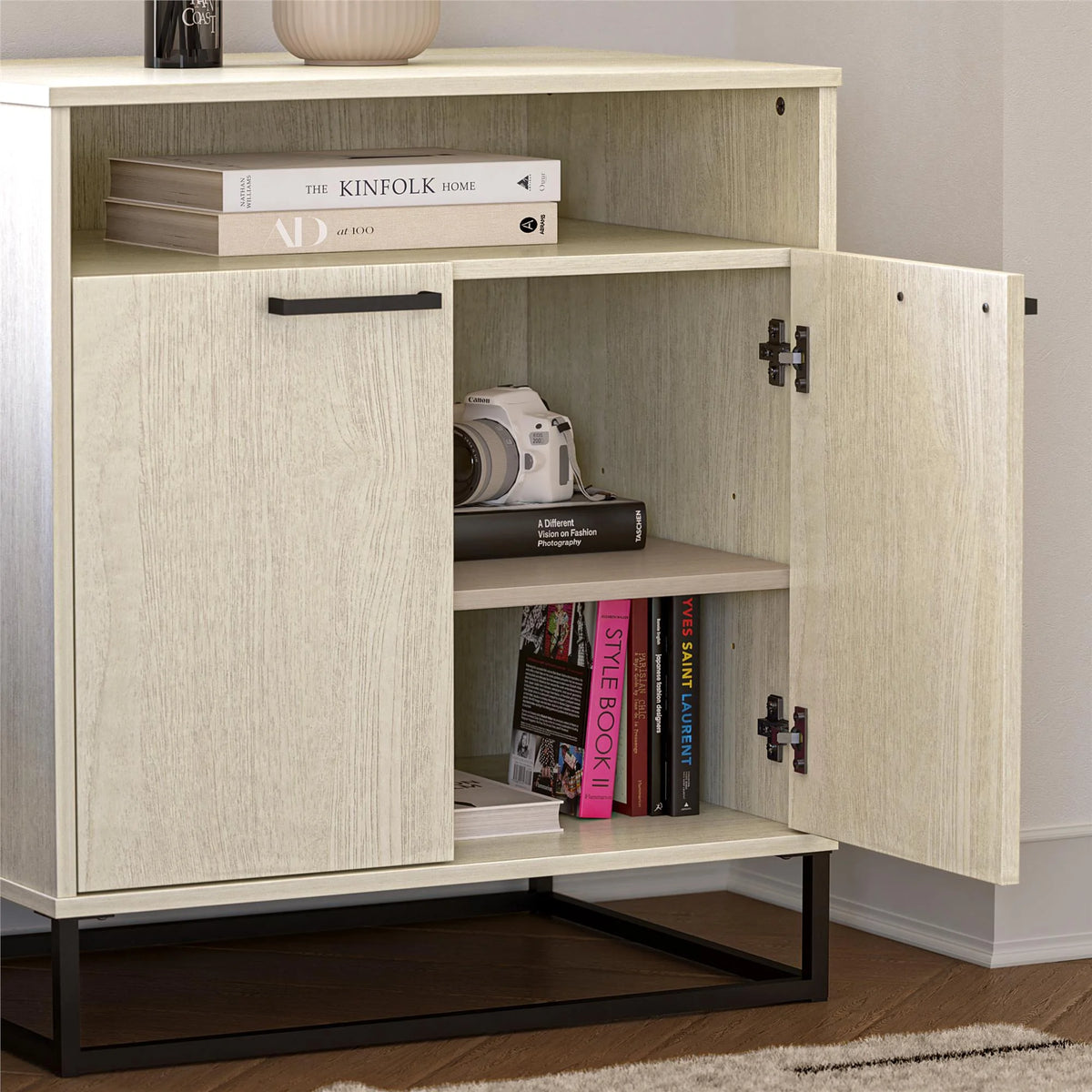 Ivory Oak 2 Door Accent Cabinet Q83418