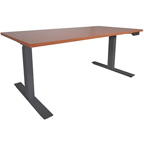 Adjustable Sit/Stand Desk 60"x30" Cherry Wood Finish Black Frame L105