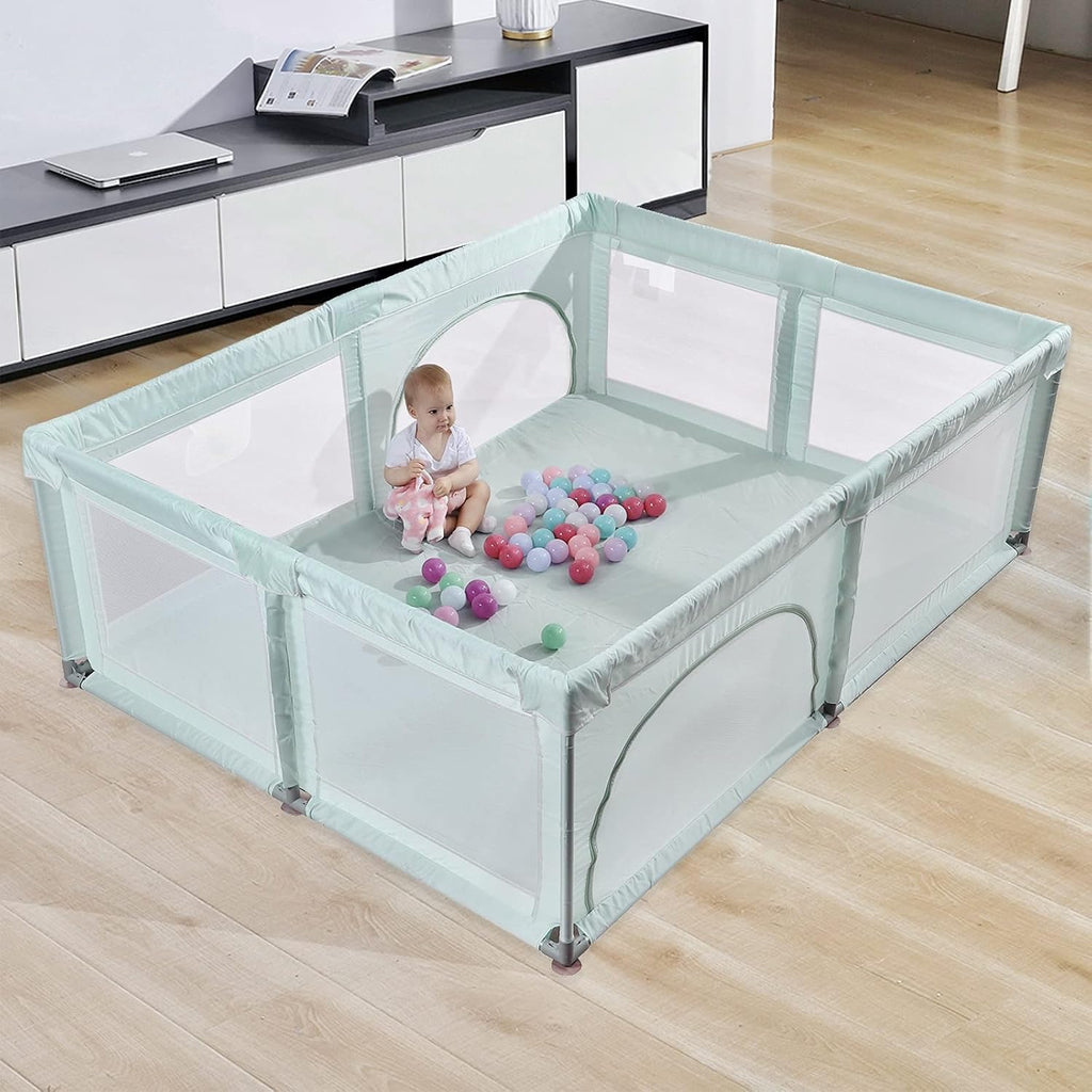 Extra Large Green Baby Playpen with Window Gates 79x59x27 Inches D9805