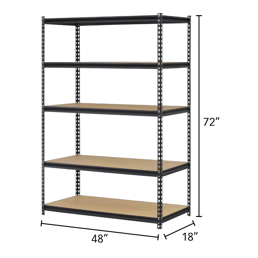 48"W x 18"D x 72"H 5-Tier Steel Shelving Black Q26707