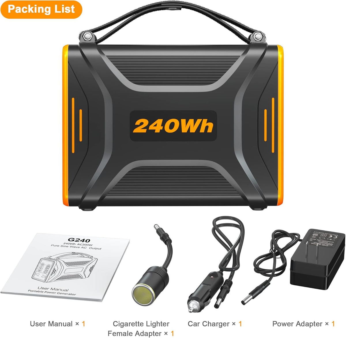240Wh Peak 400W LiFePO4 Portable Power Station H259401