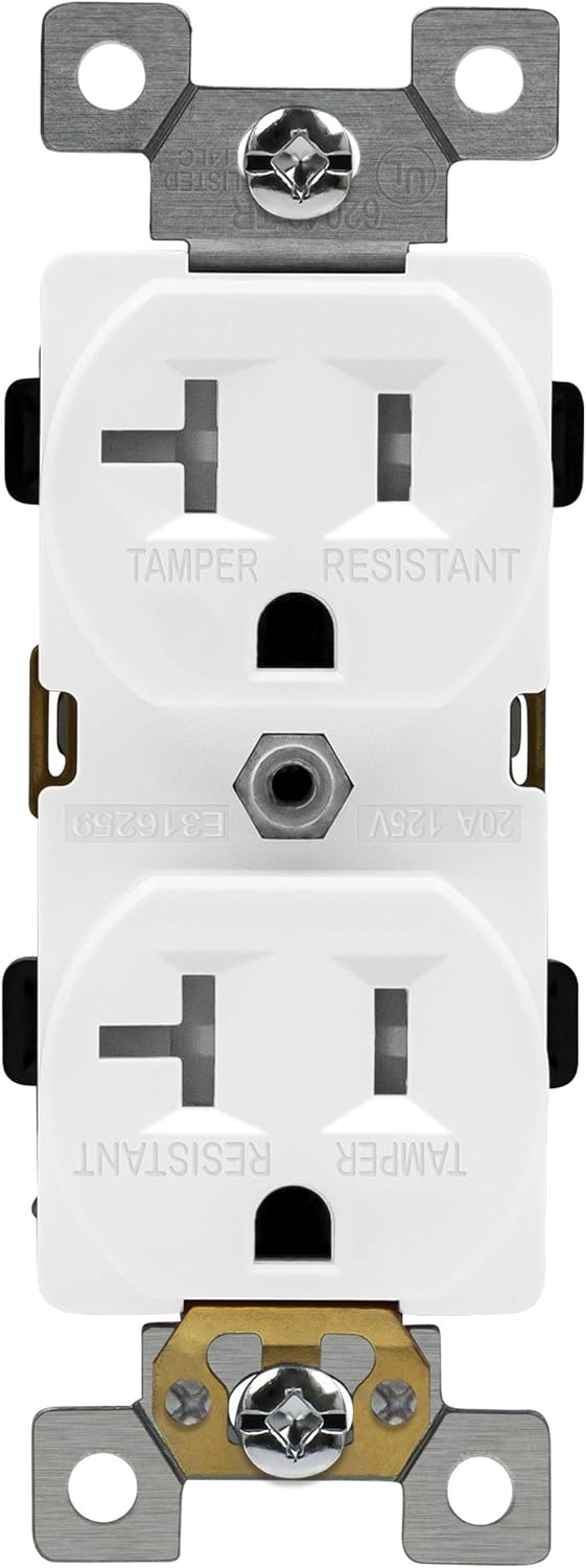 20 Amp 250V Duplex Receptacle, White, Pack of 2 R265231