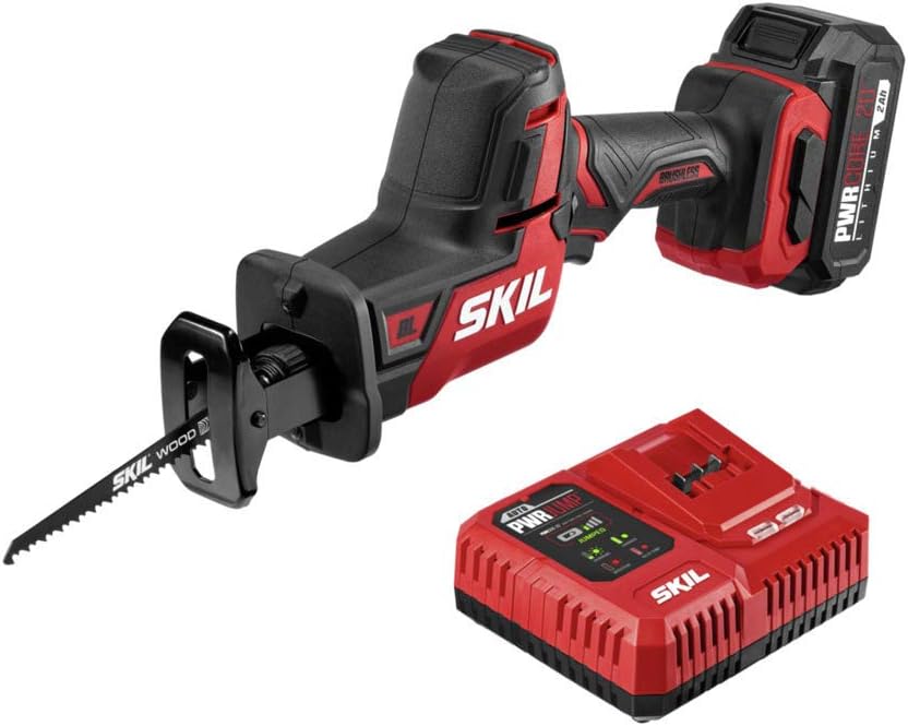 Brushless 20V Compact Reciprocating Saw with 2.0Ah Lithium Battery and Charger O351