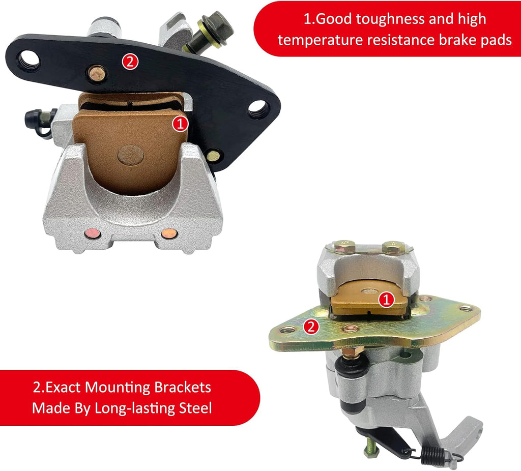 Front Left Right & Rear Brake Calipers for Yamaha Raptor 350 YFM350 2004-2013 Raptor 125 YFM125 2011-2013 Pack of 2 A25027