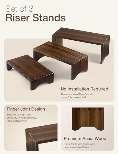 Acacia Wood 3 Tier Display Stands Set of 3 H8215