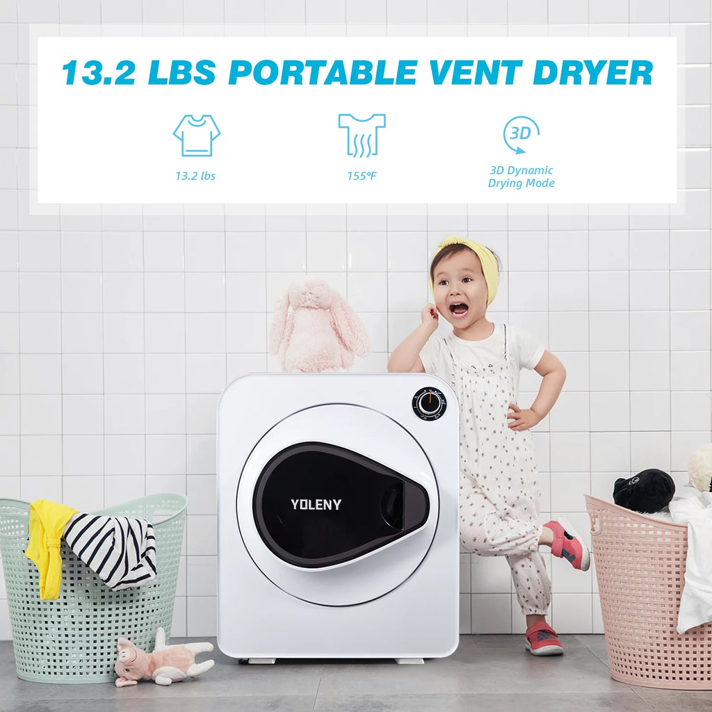 White 13.2 lbs Stainless Steel Portable Electric Dryer N44525