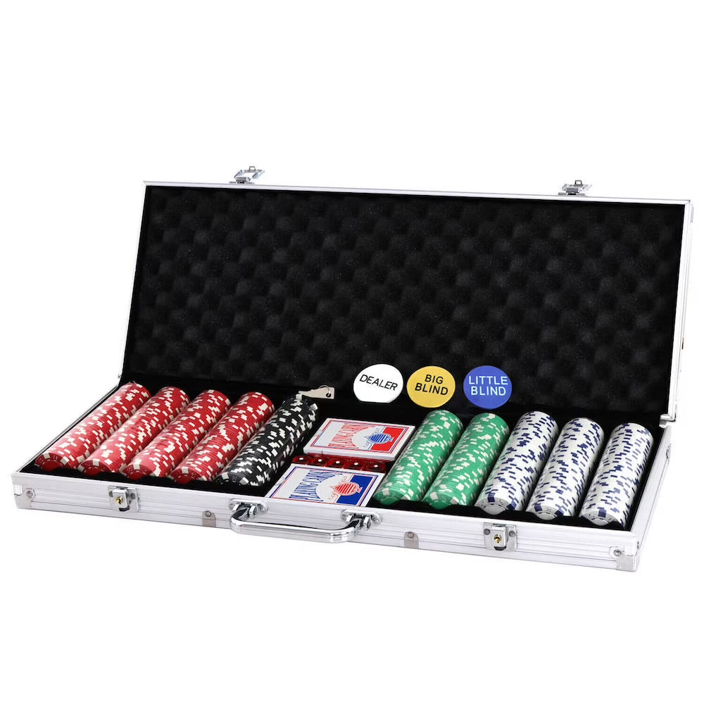 500 Piece Poker Chip Set with Aluminum Carry Case D707