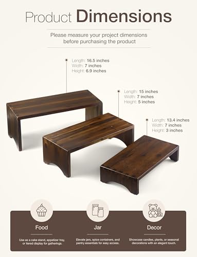Acacia Wood 3 Tier Display Stands Set of 3 H8215