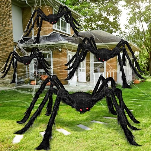 4 Packs Black Halloween Outdoor Spider Set M2347