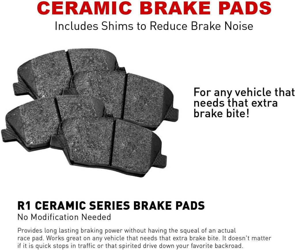 Carbon Front Rear Brake Rotors with Ceramic Brake Pads and Hardware Kit F234