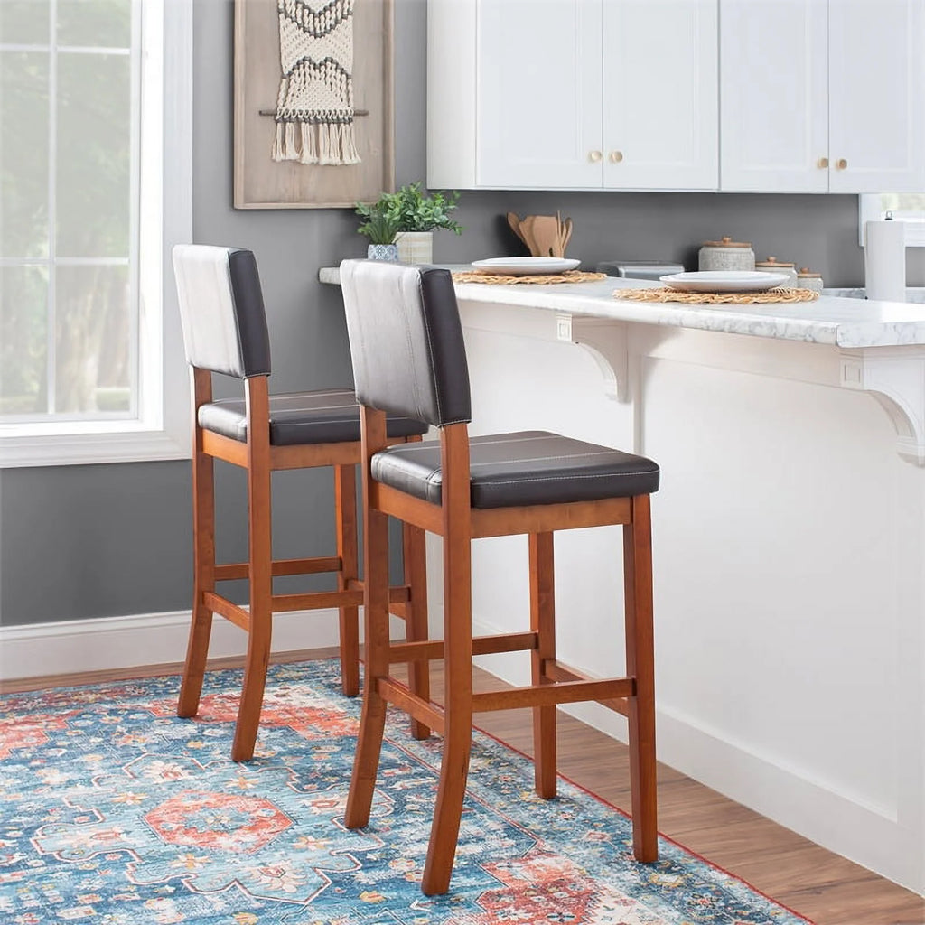 Faux Leather & Wood Bar Stool P946565