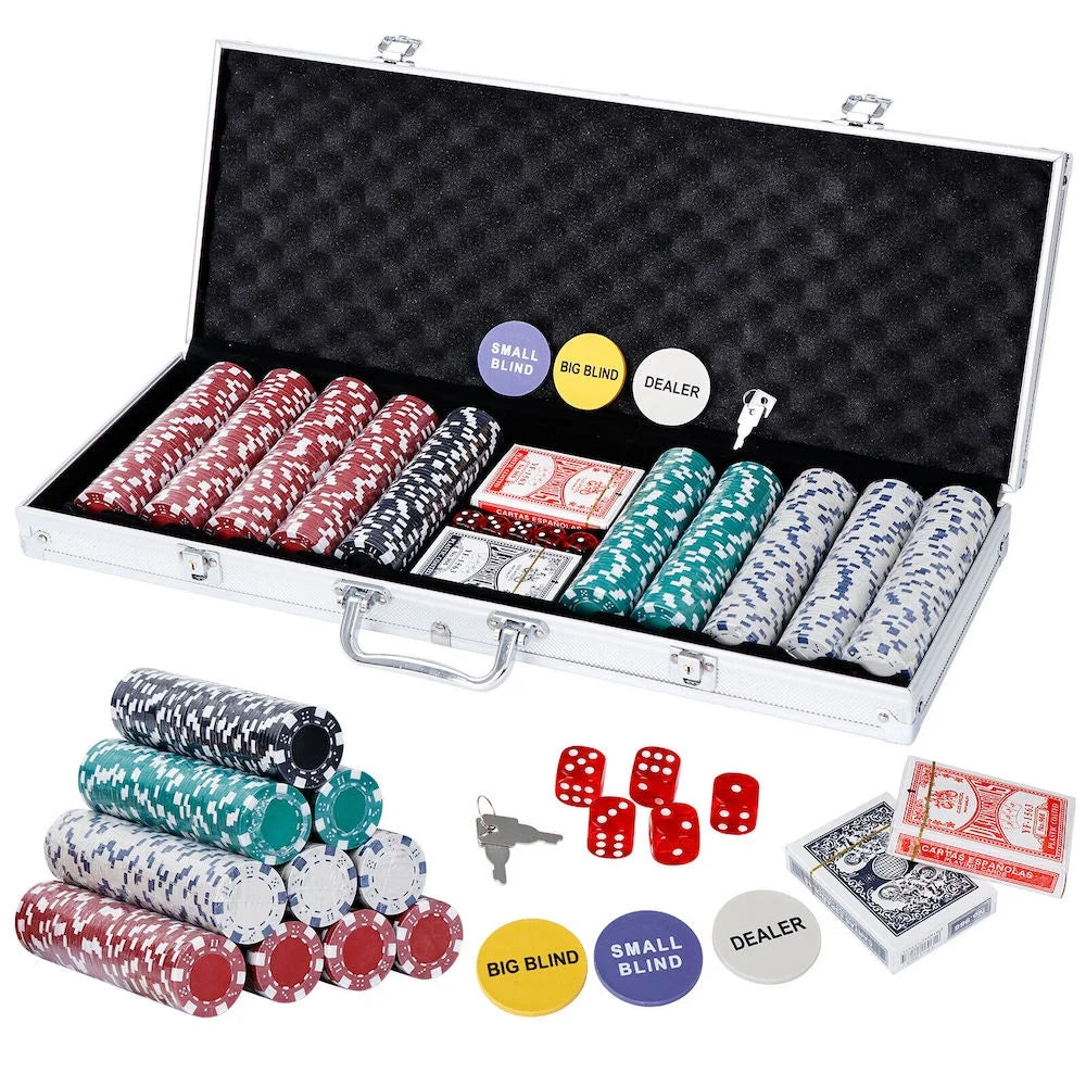 500 Piece Poker Chip Set with Aluminum Carry Case D707