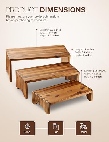 Acacia Wood 3 Tier Display Stands Set of 3 H8215