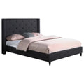 Black Fabric Upholstered Wingback King Platform Bed A49301