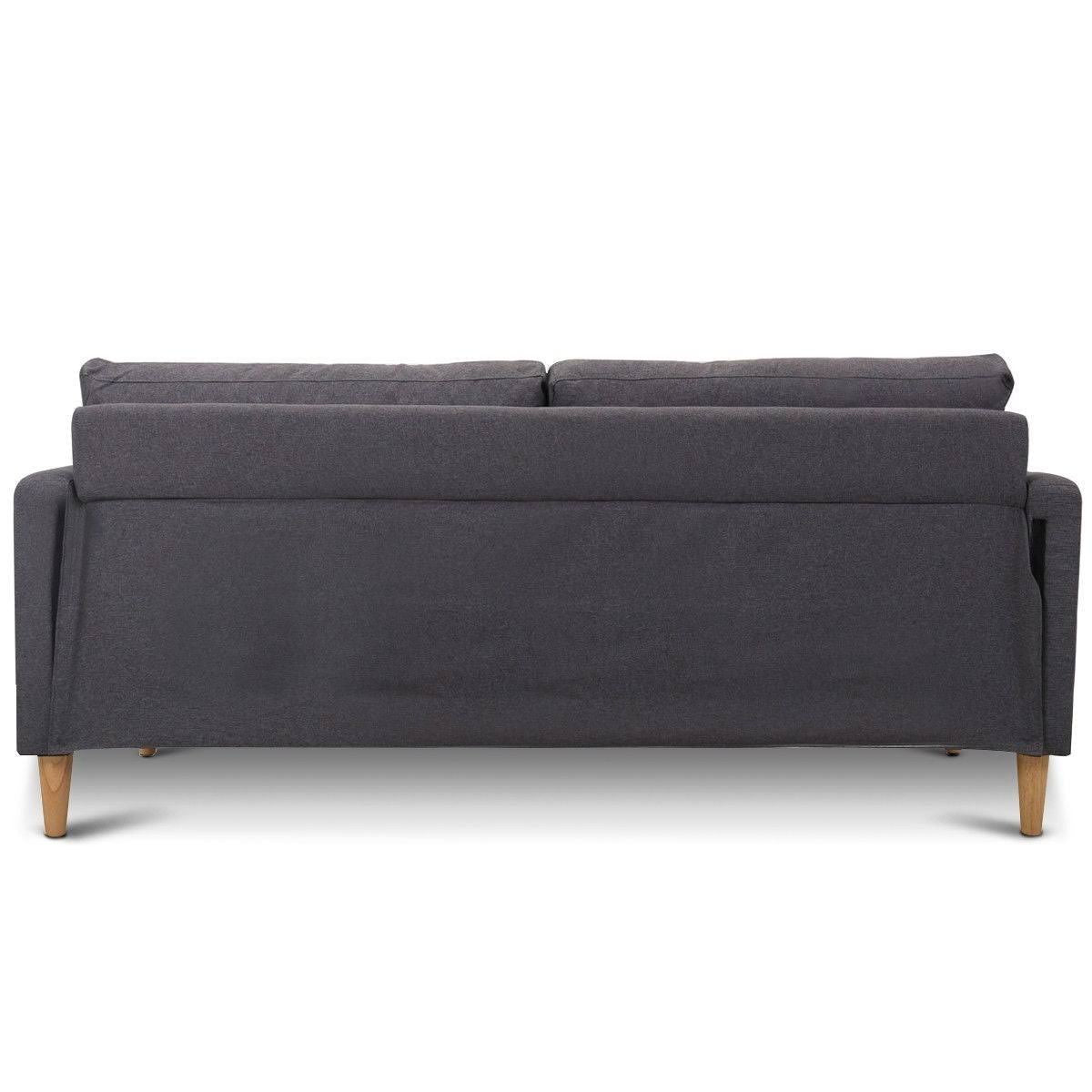 Grey Fabric Sofa with Wood Legs P853