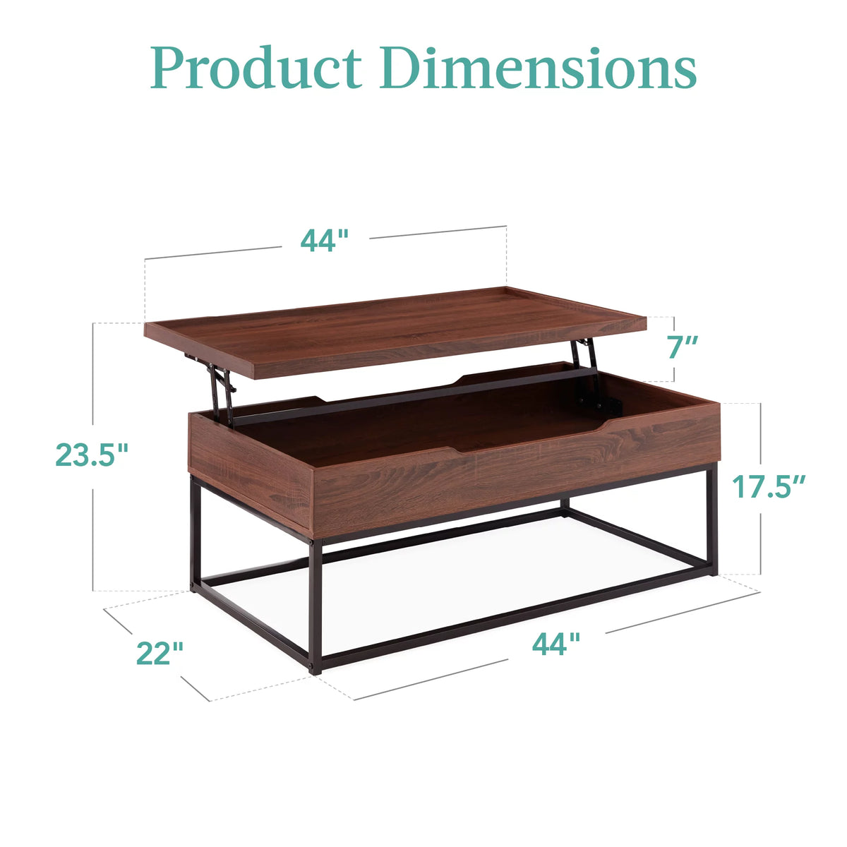 44in Lift Top Coffee Table with Tray Edge Tabletop P496425