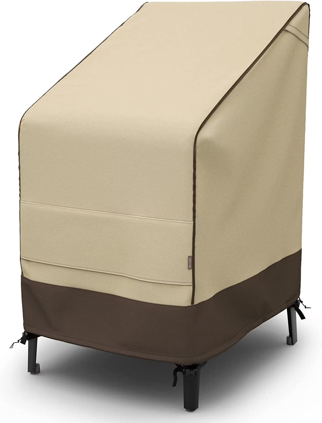 45" Patio Stacked Chair Cover, 600D Oxford Fabric Waterproof with Straps, Large Air Vents, Brown & Khaki S24150